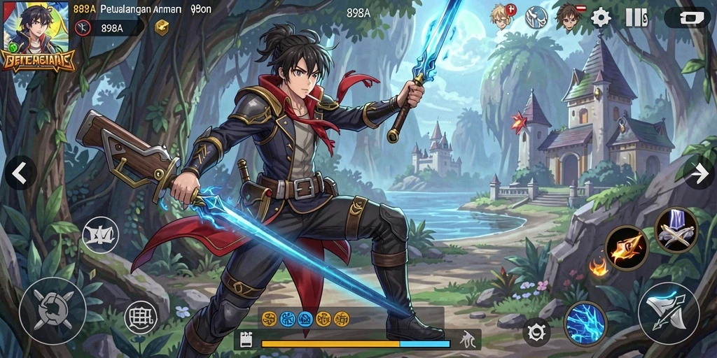 Tampilan gameplay seru dalam dunia Anime yang menakjubkan.