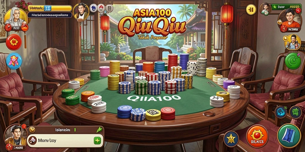 Screenshot gameplay ASIA100 memperlihatkan suasana permainan QiuQiu yang seru.