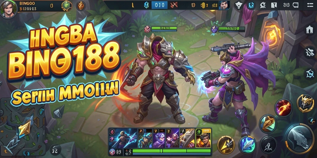 Tampilan gameplay seru dalam BINGO188 dengan aksi MOBA intens.