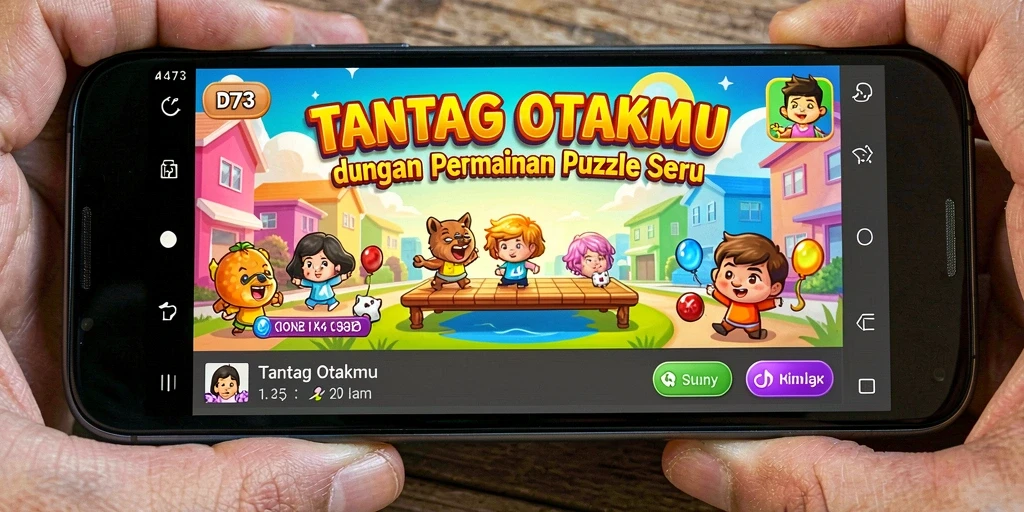Screenshot D73 menampilkan gameplay puzzle yang menarik dan menantang.