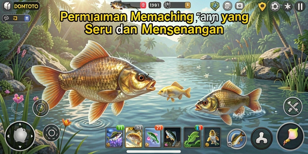 Gameplay seru DOMTOTO dengan berbagai jenis ikan.
