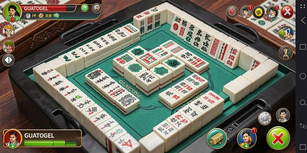 Screenshot GUATOGEL menunjukkan gameplay Mahjong yang menegangkan.