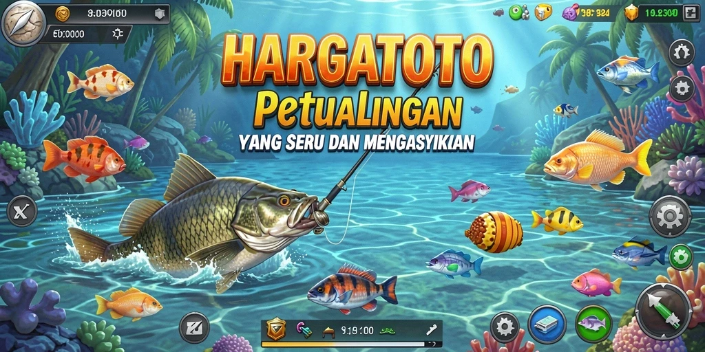 Gambaran penuh aksi saat bermain HARGATOTO dengan berbagai jenis ikan.