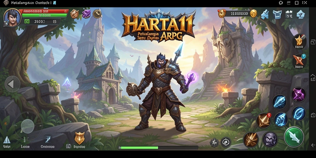 Screenshot HARTA11 menampilkan pertarungan epik di dunia fantasi.