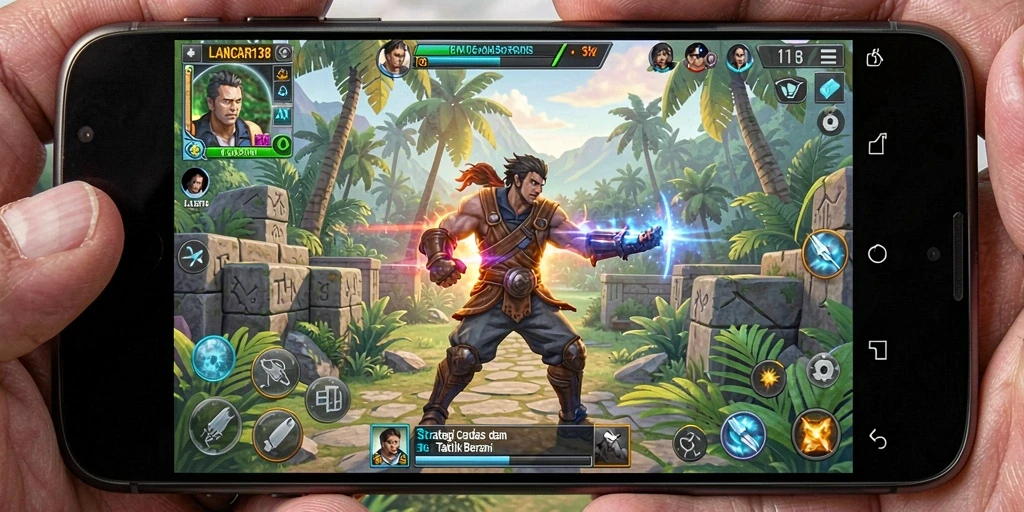 Screenshot gameplay menampilkan pertempuran strategi yang intens di LANCAR138.
