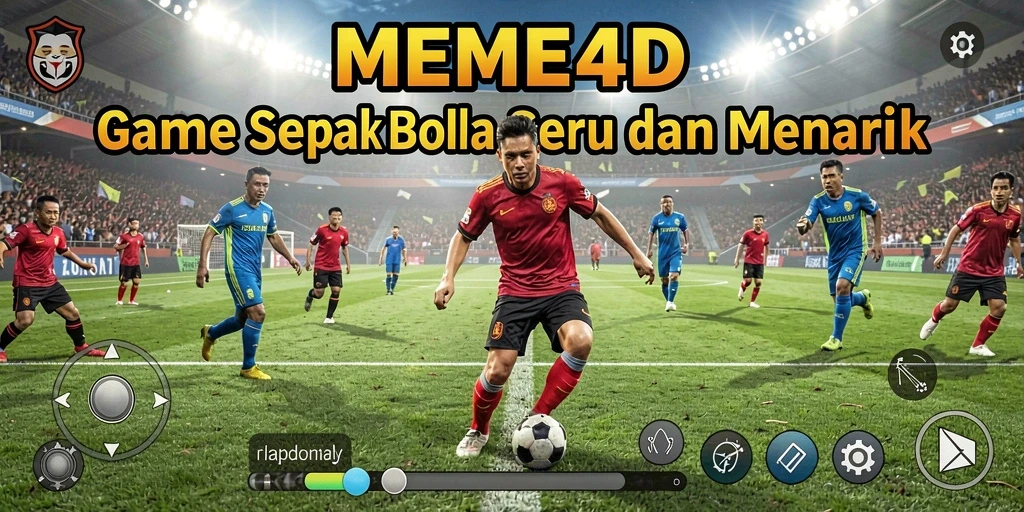 Tampilan gameplay menarik dari MEME4D dengan aksi sepak bola penuh adrenalin.