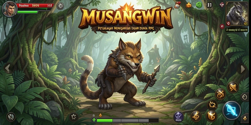Tangkapan layar menunjukkan aksi seru dalam gameplay RPG MUSANGWIN.