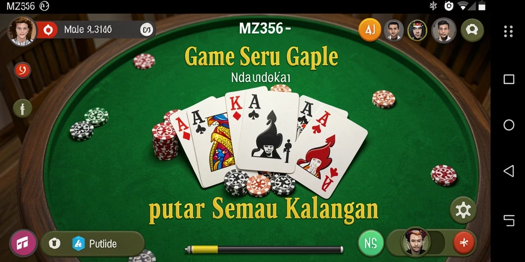 Tampilan gameplay MZ356 yang seru dalam permainan Gaple.