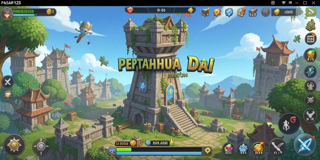 Tampilan gameplay PASAR123 yang mendebarkan dalam pertahanan menara.