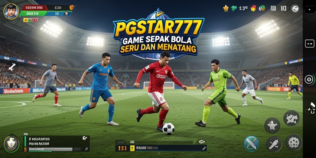 Screenshot PGSTAR777 menampilkan aksi pertandingan sepak bola yang menegangkan.