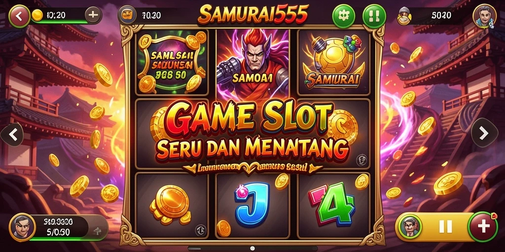 Screenshot gameplay SAMURAI555 dengan tema slot yang memukau.
