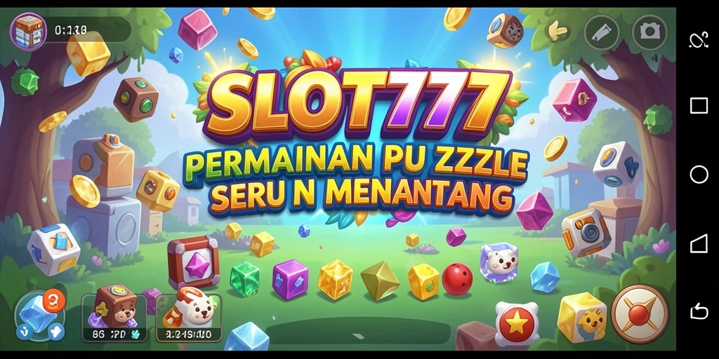 Screenshot menampilkan gameplay menantang dari SLOT777 dengan tampilan warna-warni.