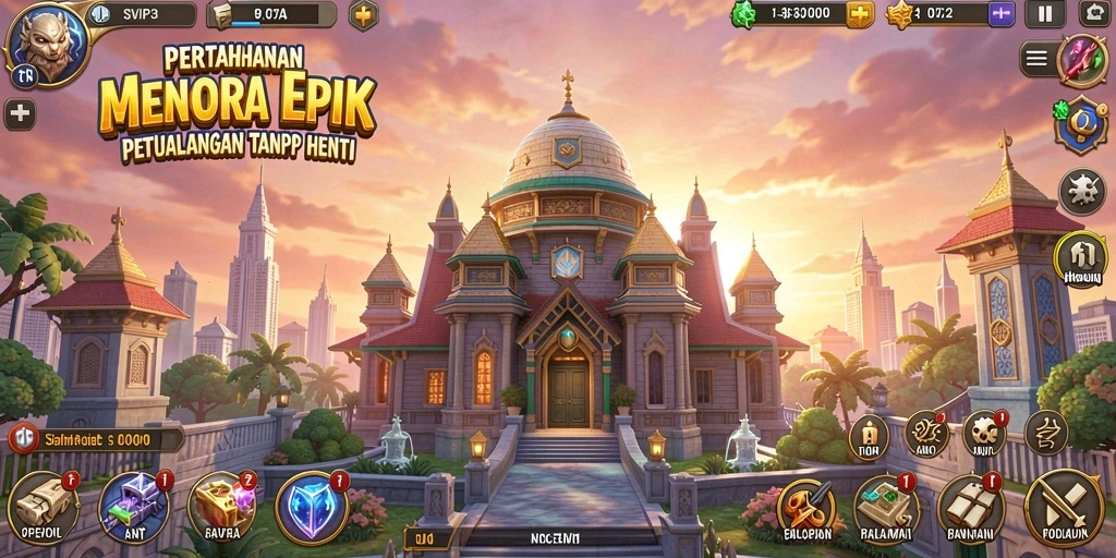 Gameplay seru dari SVIP3 dengan menara pertahanan yang kuat.