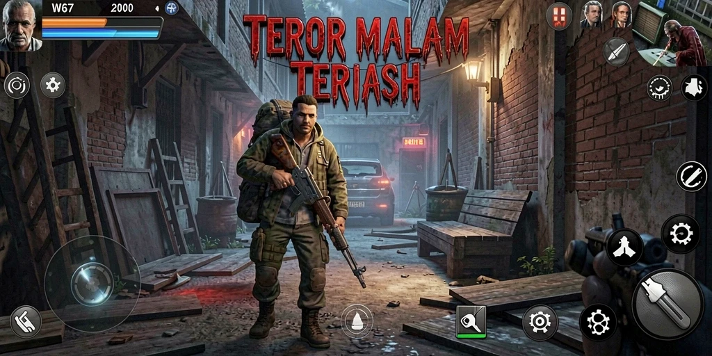Tangkapan layar dari gameplay W67 menampilkan suasana mencekam.