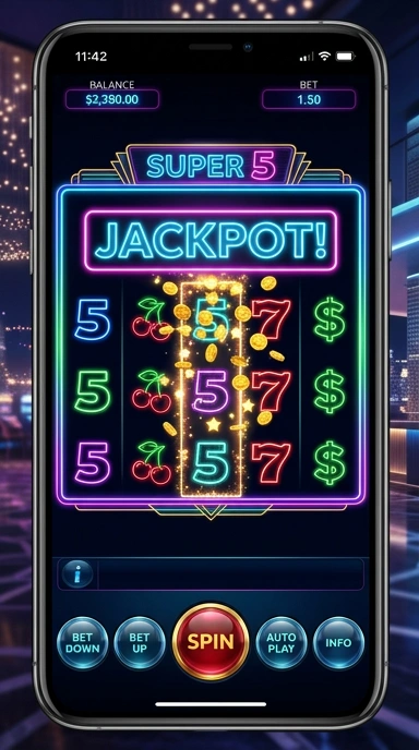 Tampilan utama aplikasi super5 yang menarik.